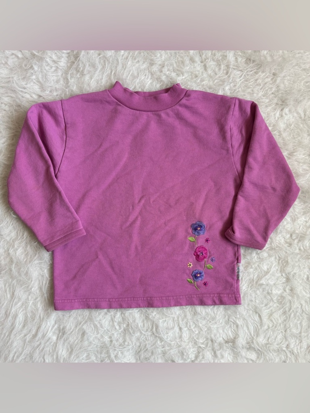 healthtex Girls Vintage Purple Floral Embroidered Long Sleeve Tee